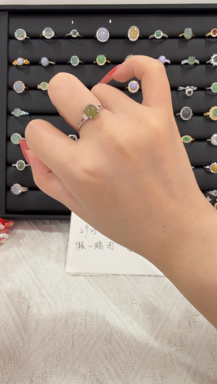 银S925镶嵌戒指翡翠029