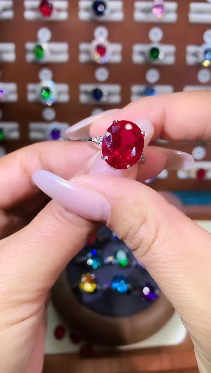 无925银鸽血红戒指白1214