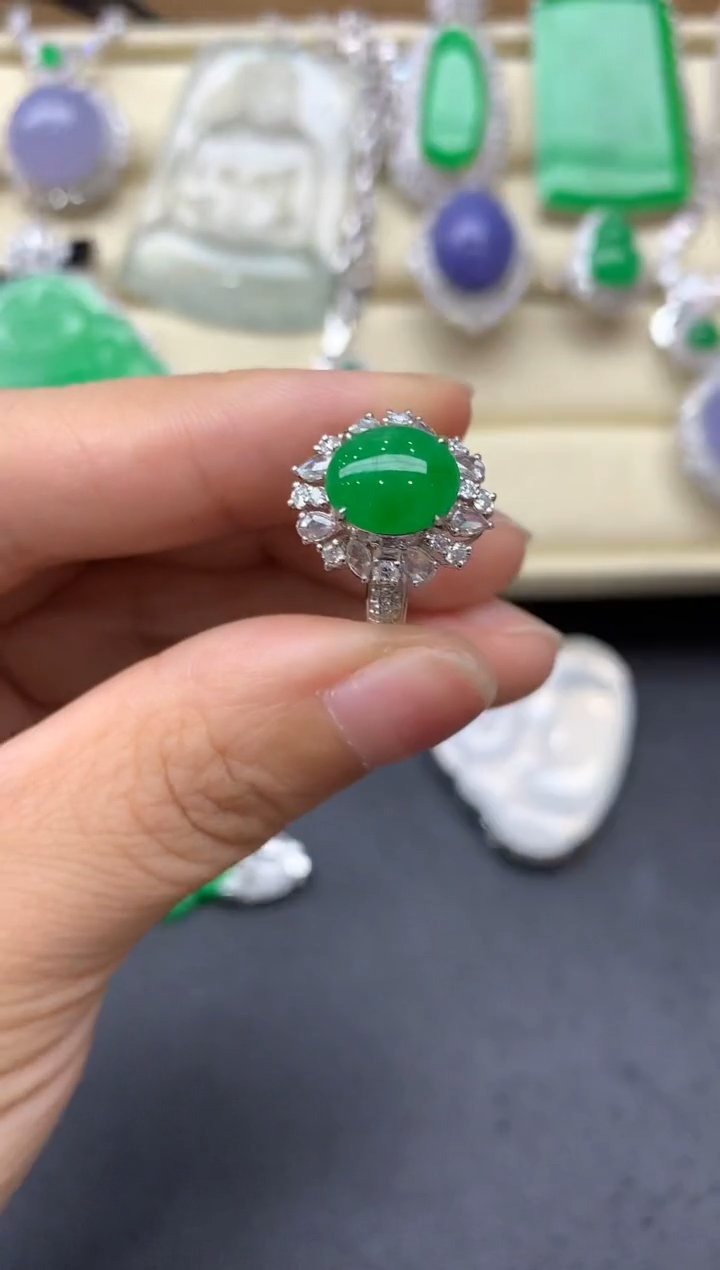 翡翠戒指18K金镶嵌629-中国好珍宝