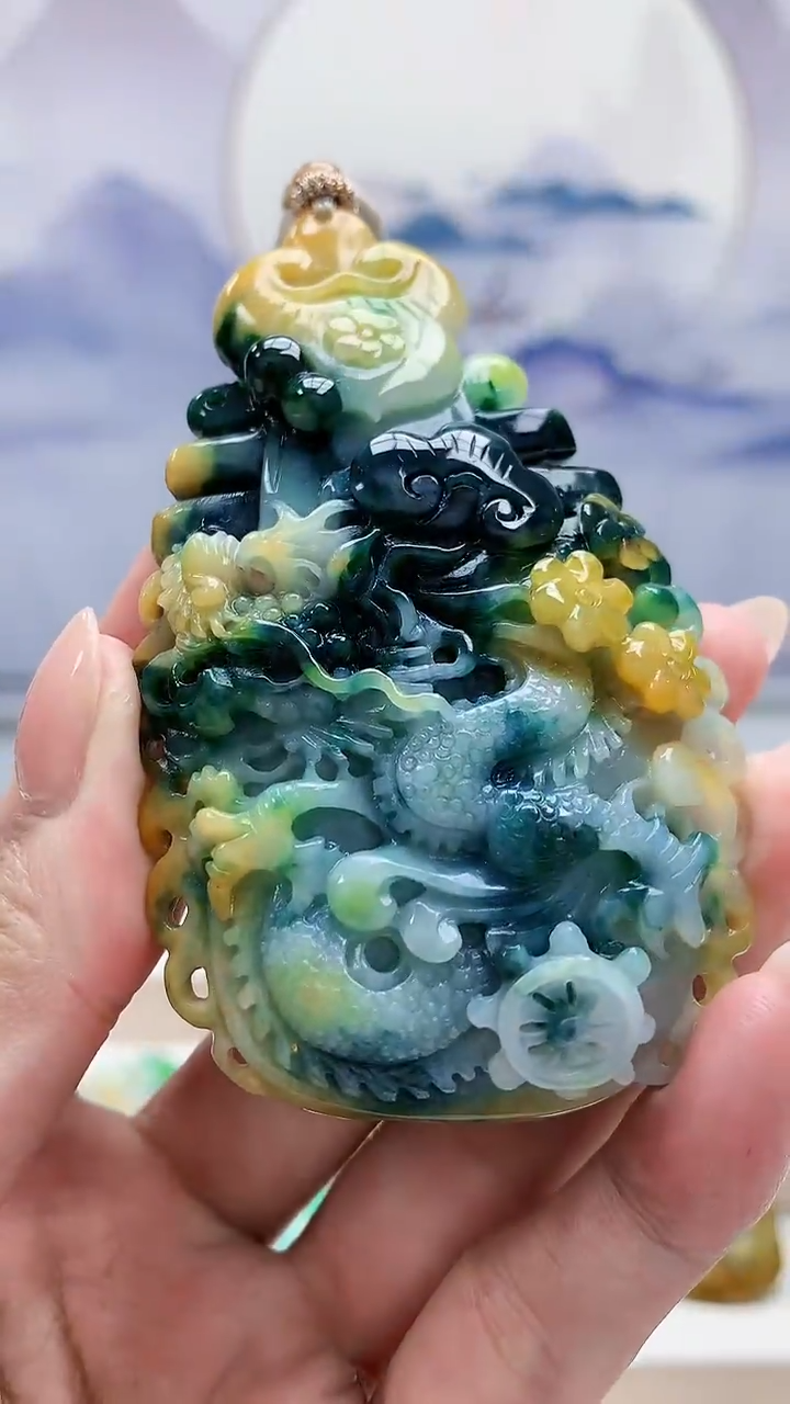 未镶嵌定制翡翠5159MM-毛货挂件29