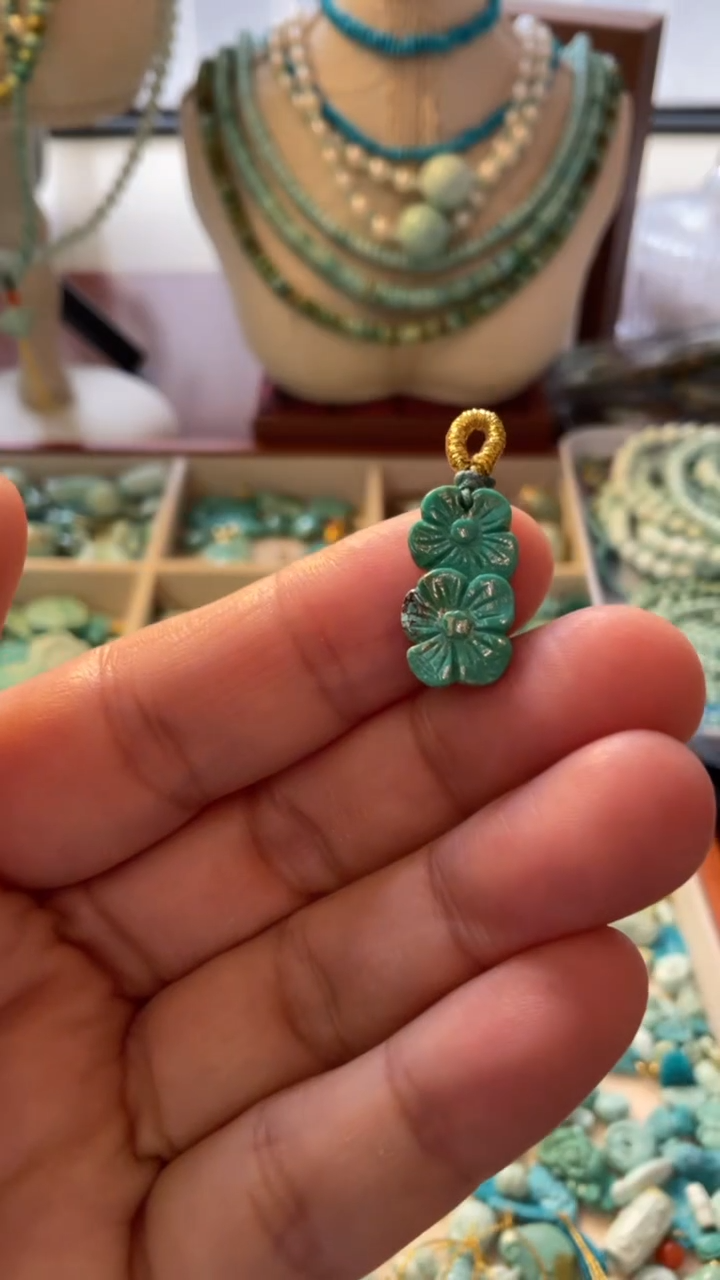 未镶嵌绿松石珠宝半成品小花吊坠