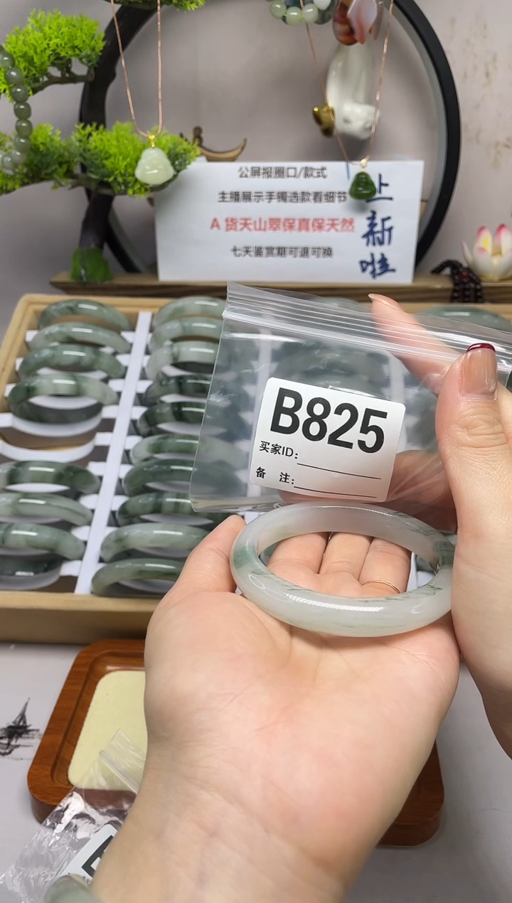 【闪购商品】石英质玉（天山翠）手镯未镶嵌b825
