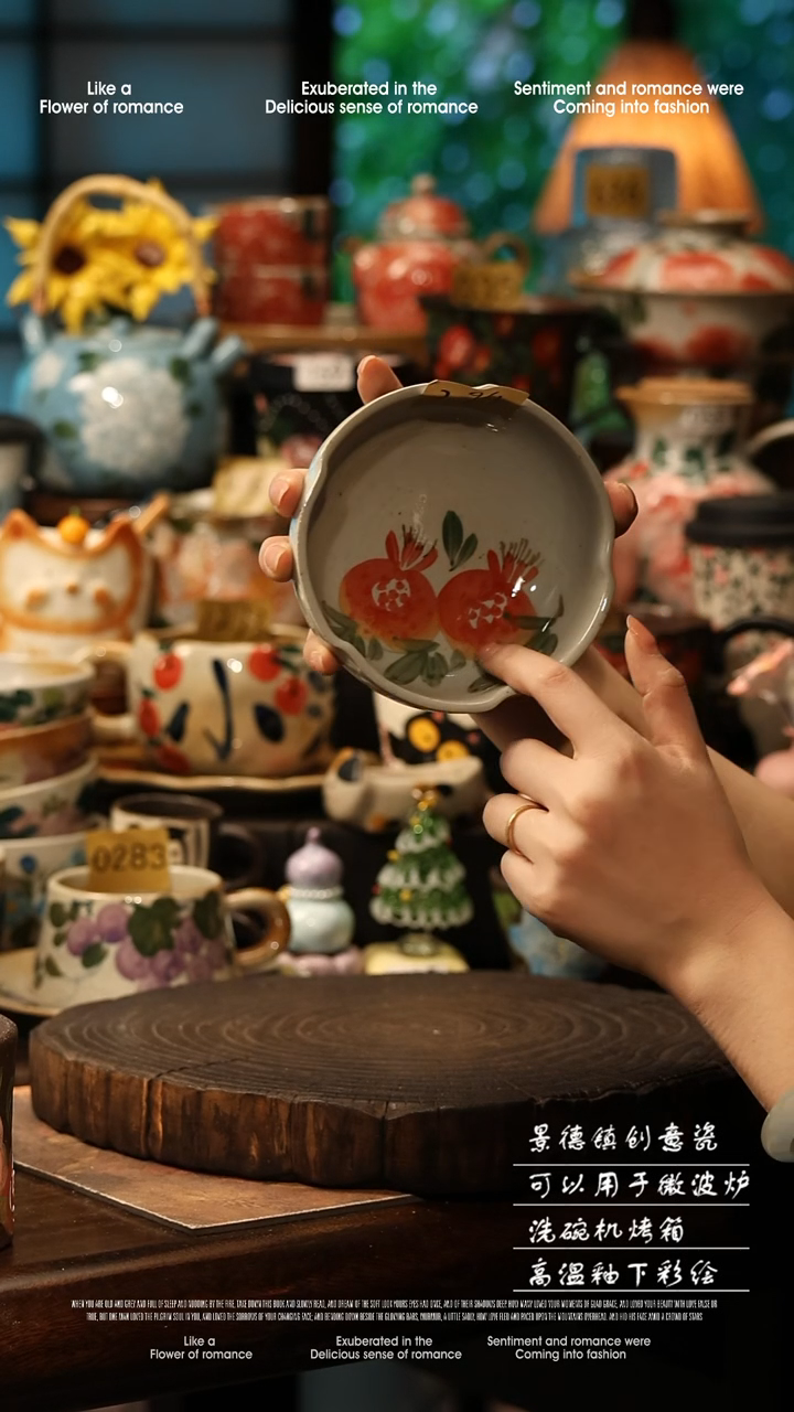 陶瓷景德镇高温釉下彩手工手绘款式