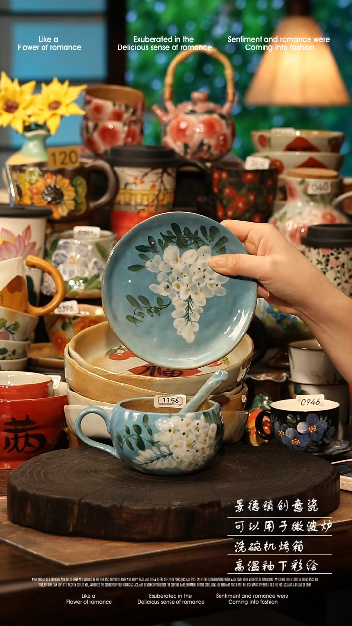 陶瓷景德镇高温釉下彩手工手绘款式@A1156@