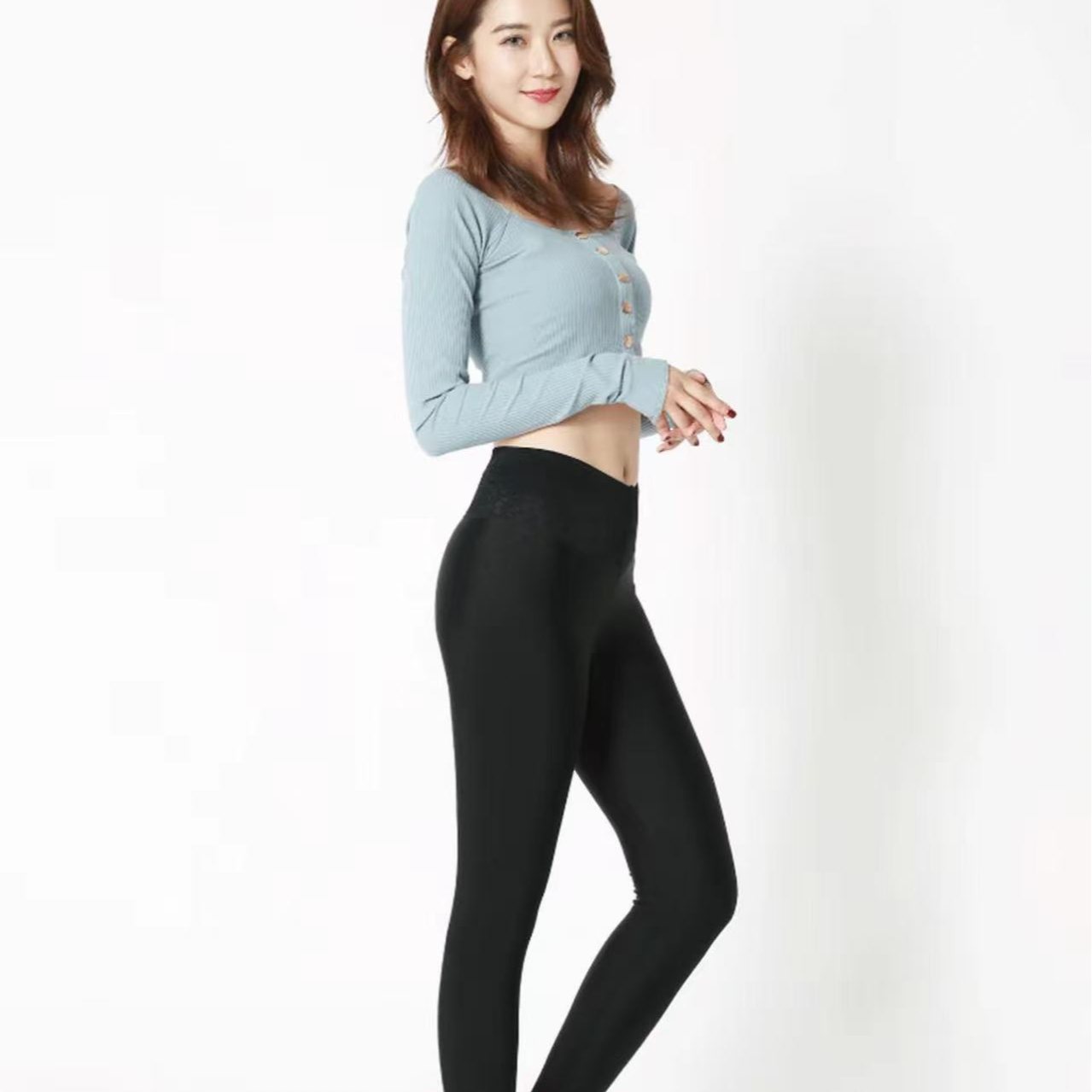 【冬季必备】花边腰加绒加厚高腰显瘦外穿打底小脚裤