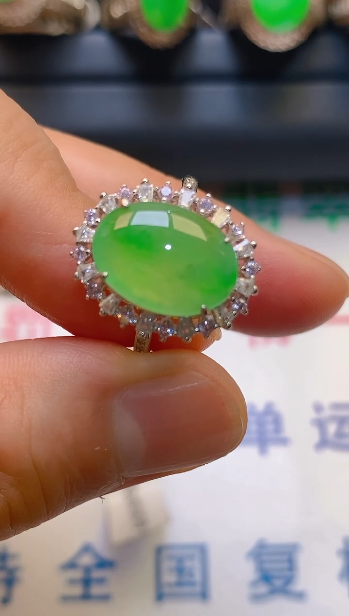 【闪购商品】翡翠耳饰银S925镶嵌天然A货翡翠1