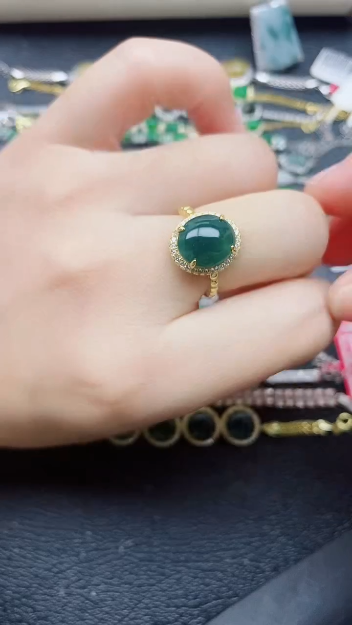 银S925镶嵌戒指翡翠1