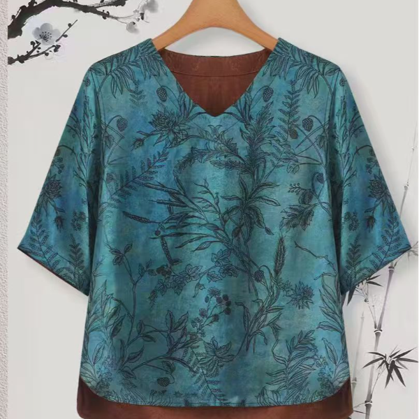 【蓝海草影】复古提花国风新中式短款气质370-蓝海草影