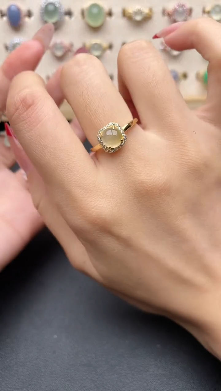 【闪购商品】翡翠戒指银S925镶嵌一物一证一礼盒