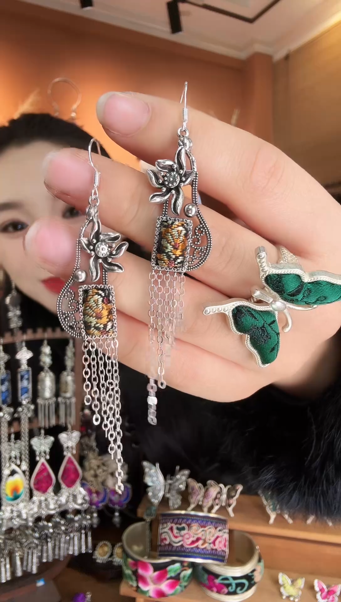 刺绣纯手工民族风耳环