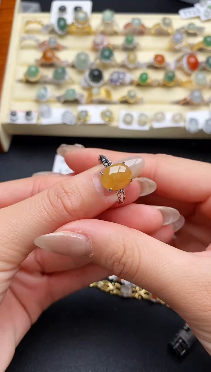 【闪购商品】翡翠戒指银S925镶嵌66666666+2