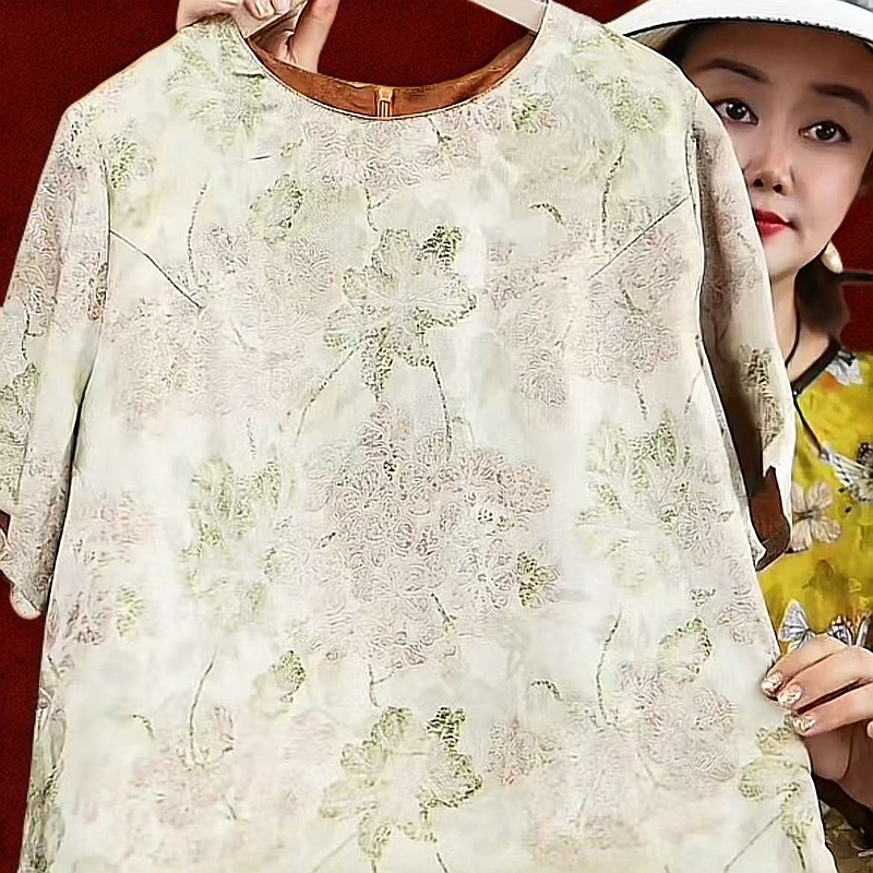 微风凉<<非遗美学>>透孔花萝圆领极简显瘦减龄凉感上衣1150