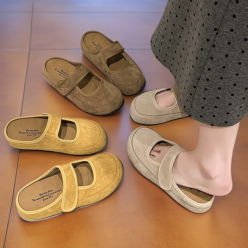 平底浅口包头女拖圆头网红复古春夏ins时尚休闲百搭软底小众单鞋