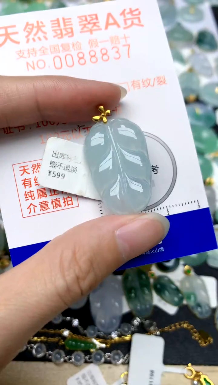 颈饰18K金镶嵌翡翠天然A货翡翠