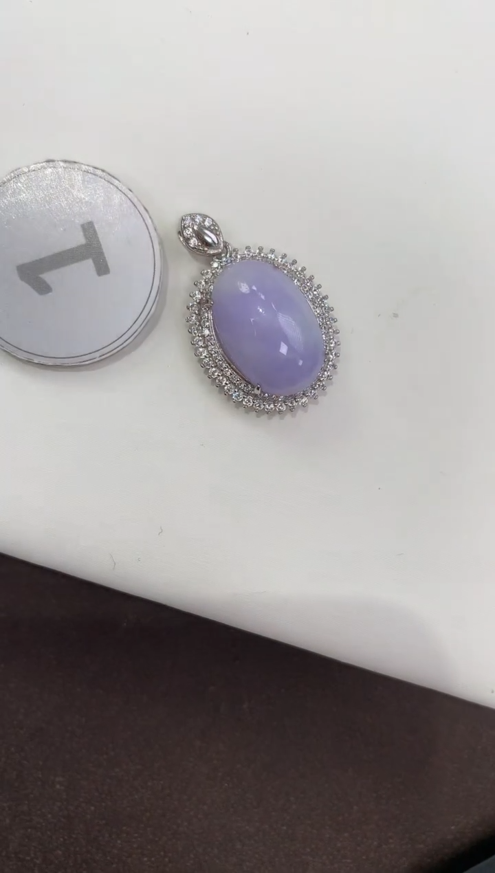 颈饰银S925镶嵌翡翠天然缅甸a货翡翠