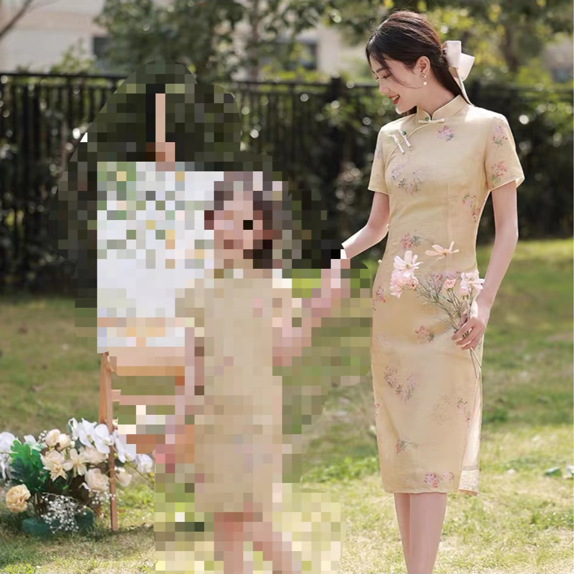 265-黄色  八扣 改良 旗袍