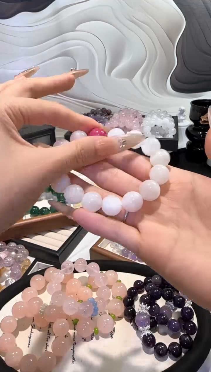 水晶手串未镶嵌白幽灵X蔷薇辉