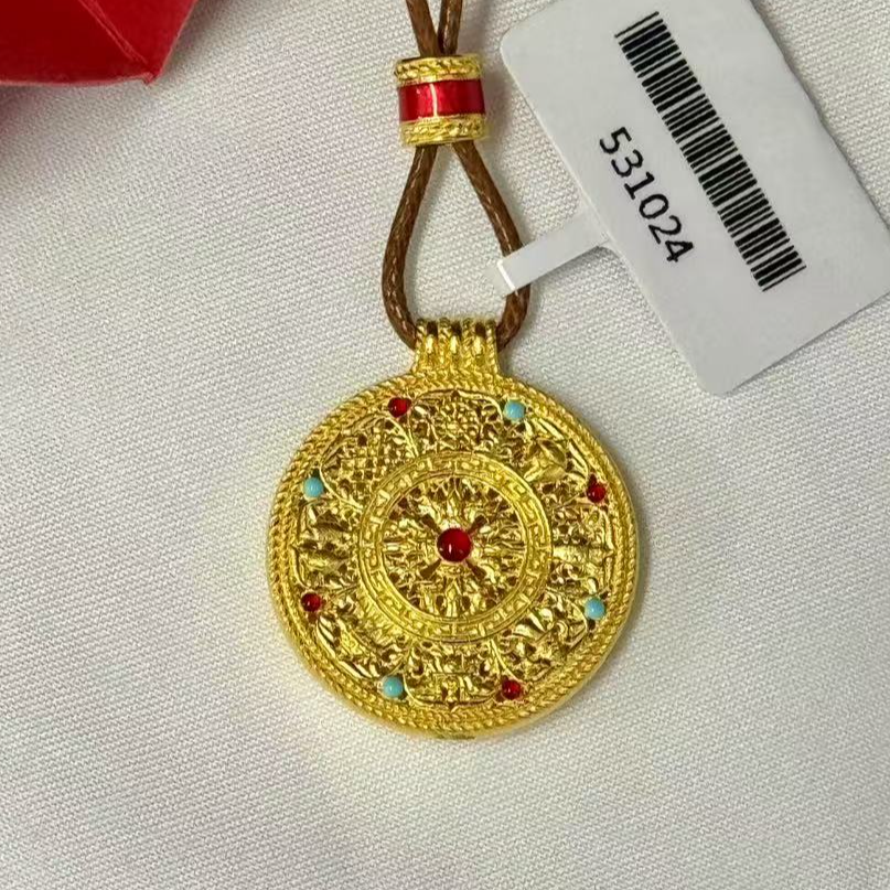 【小鹏黄金】足金999珐琅八宝罗盘吊坠8.99  9.23