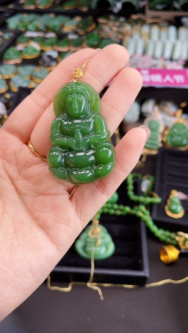 【闪购商品】和田玉吊坠18K金镶嵌52MM多样性发一