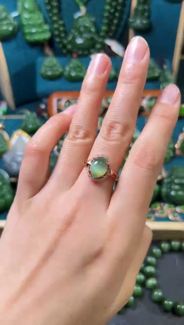 【闪购商品】和田玉（碧玉）戒指银S925镶嵌碧玉