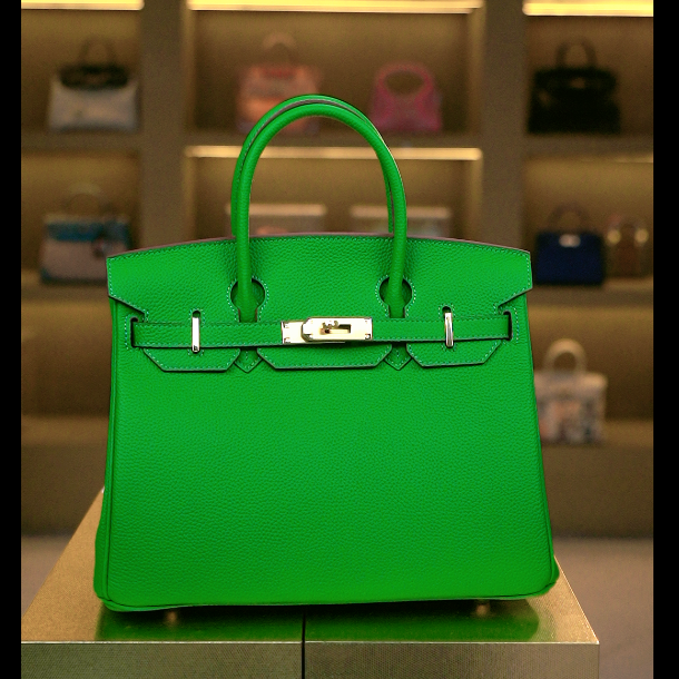 【尺寸：30*15*18】SISI原创设计高定真皮女包 BK-30竹子绿