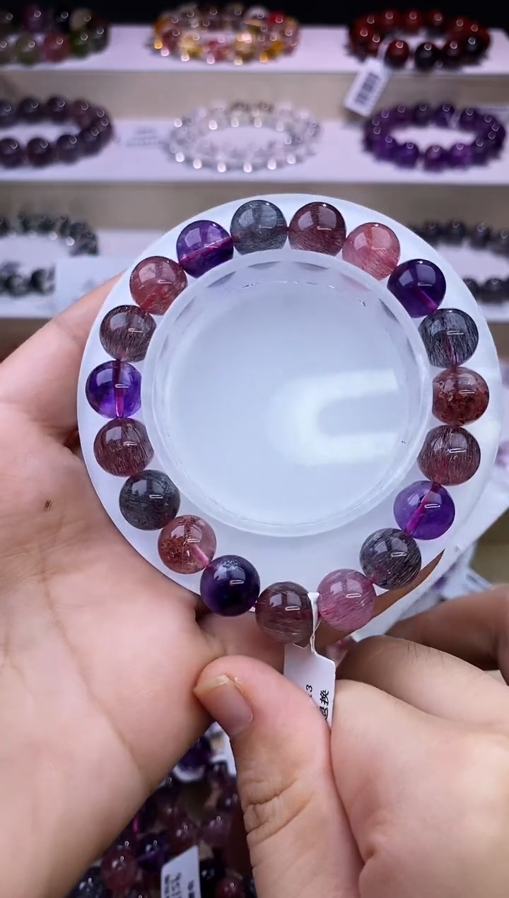 水晶手链未镶嵌黑加仑超七单圈10m+