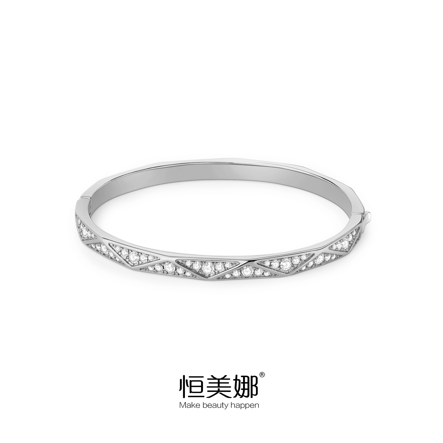 925银莫桑石手镯 菱格手镯气质轻奢时尚百搭情侣简约ins