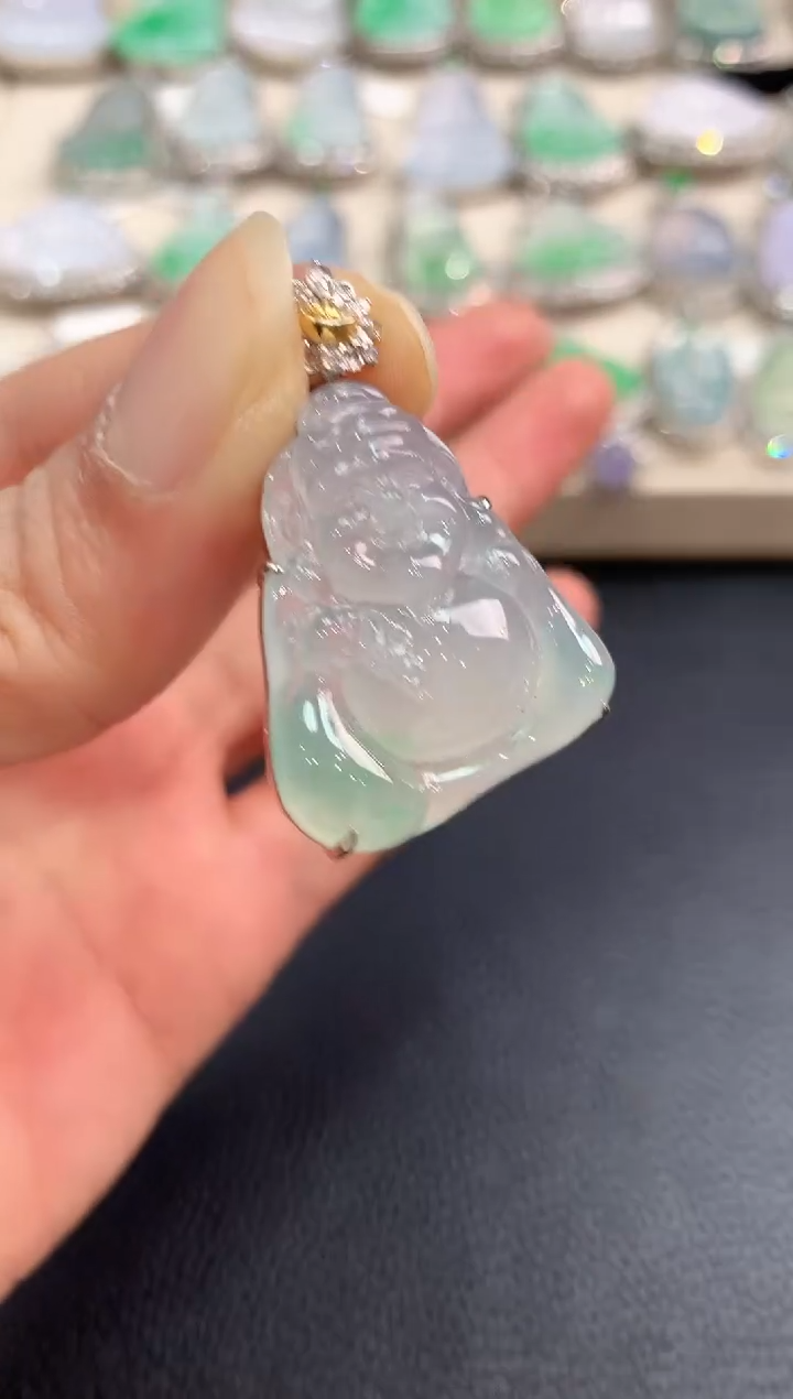 【闪购商品】翡翠吊坠(不含链)18K金镶嵌n34     