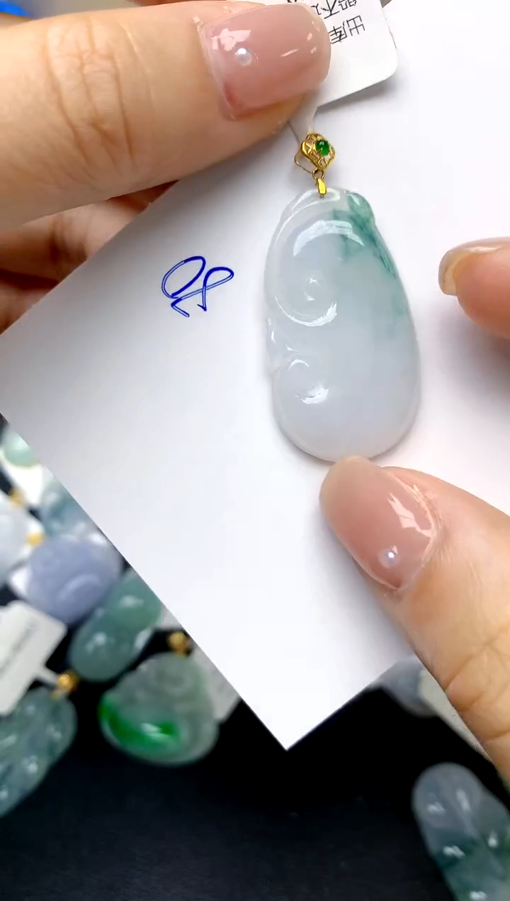 【闪购商品】翡翠颈饰18K金镶嵌80天然A货翡翠