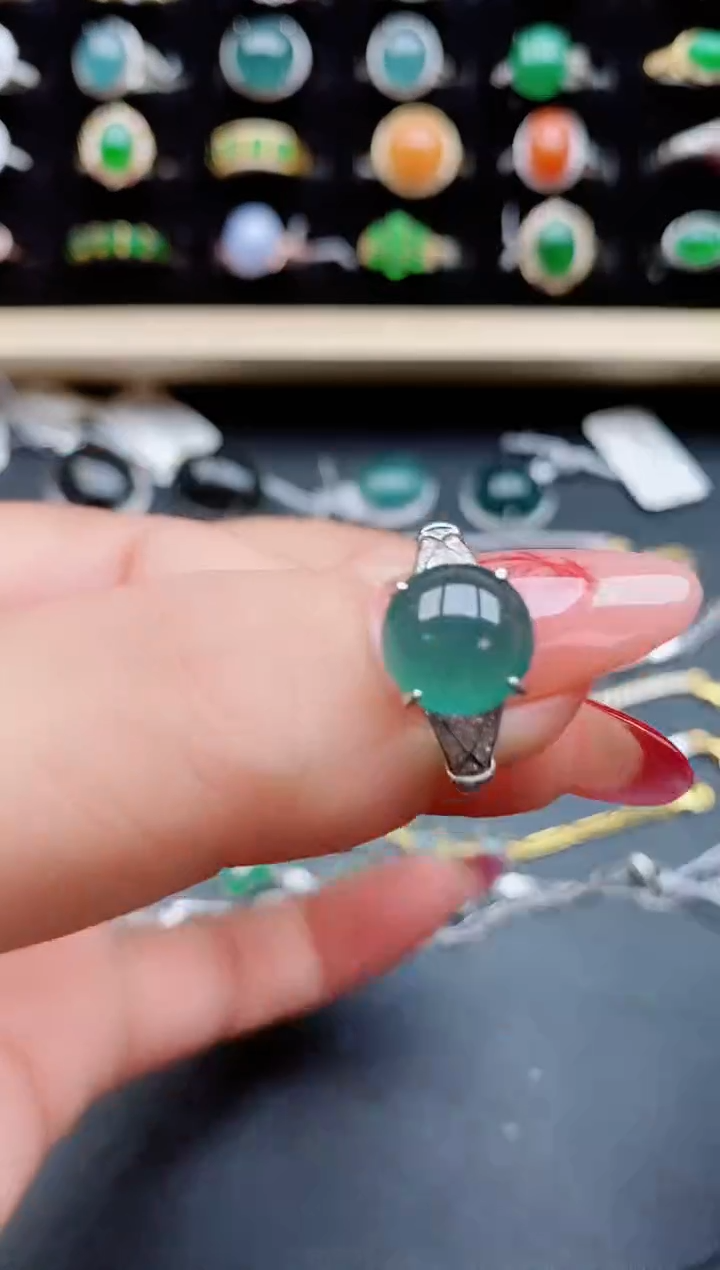【闪购商品】翡翠戒指银S925镶嵌12121