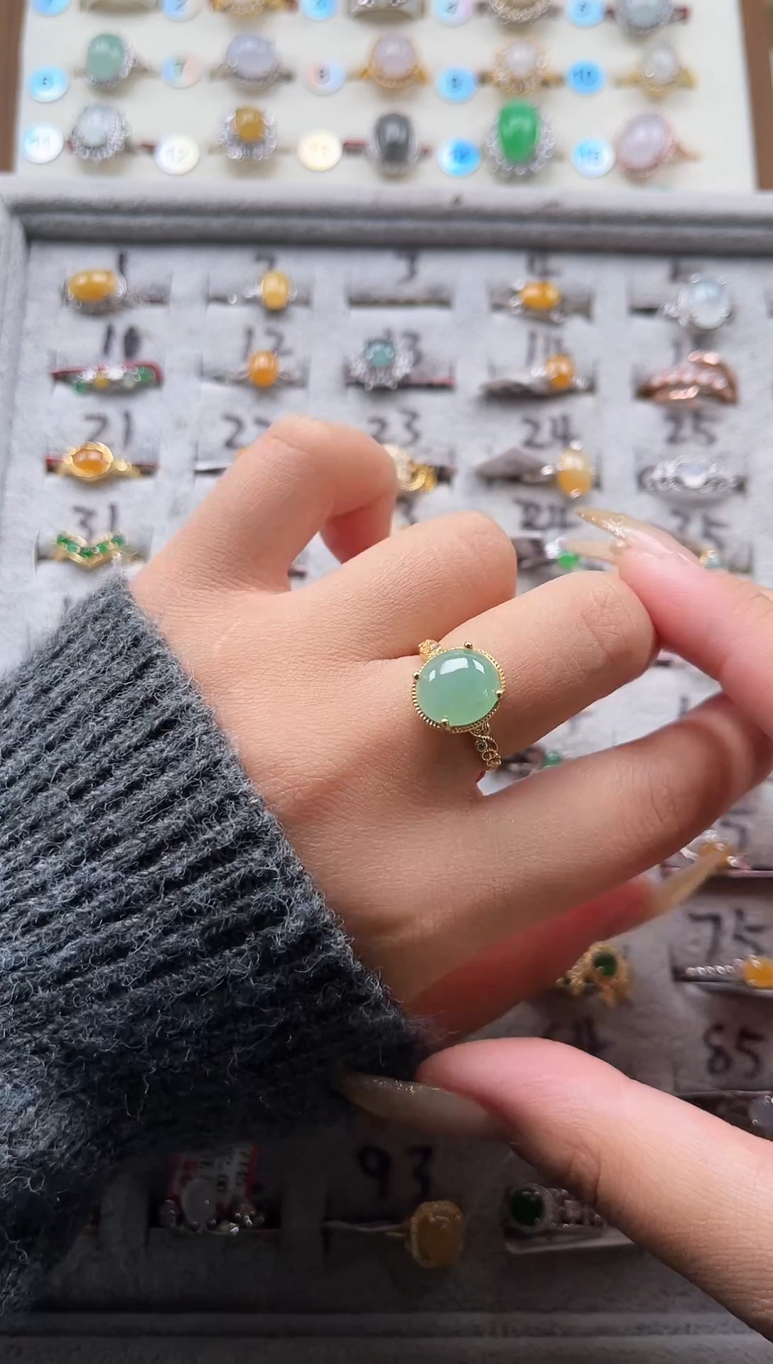 【闪购商品】翡翠戒指银S925镶嵌天然A货翡翠戒指