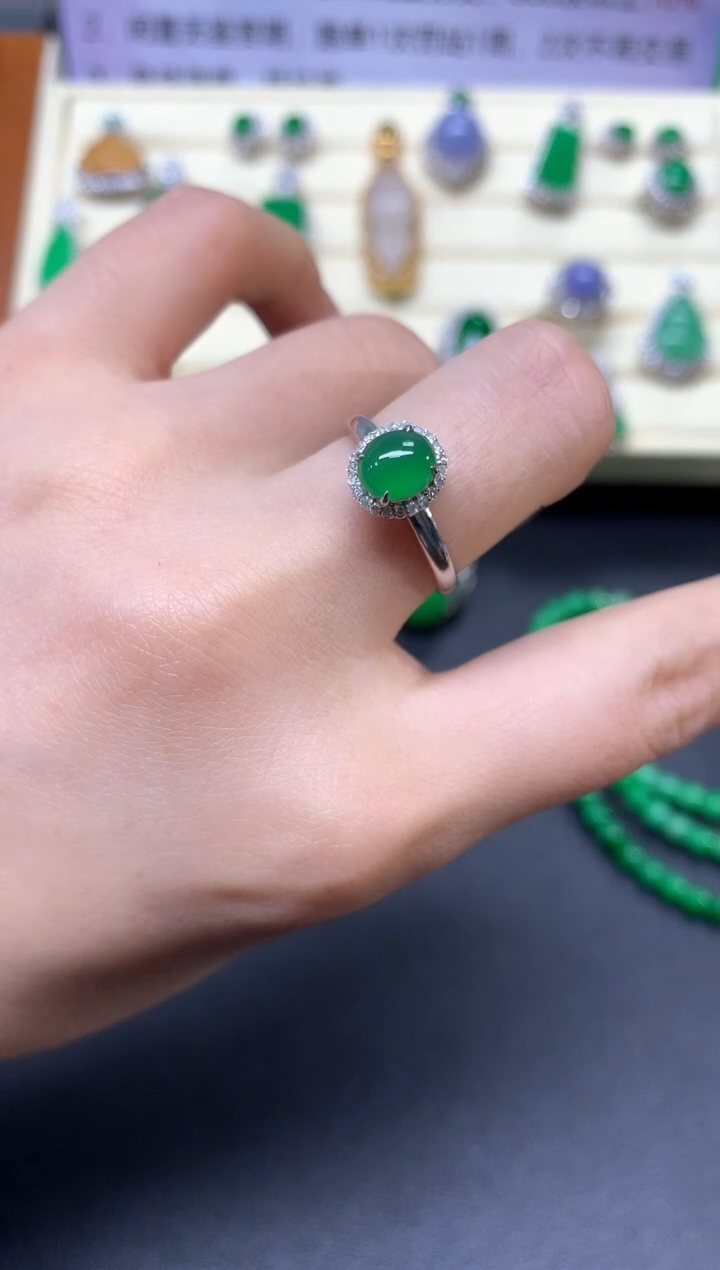 【闪购商品】翡翠戒指18K金镶嵌戒指|3800+380