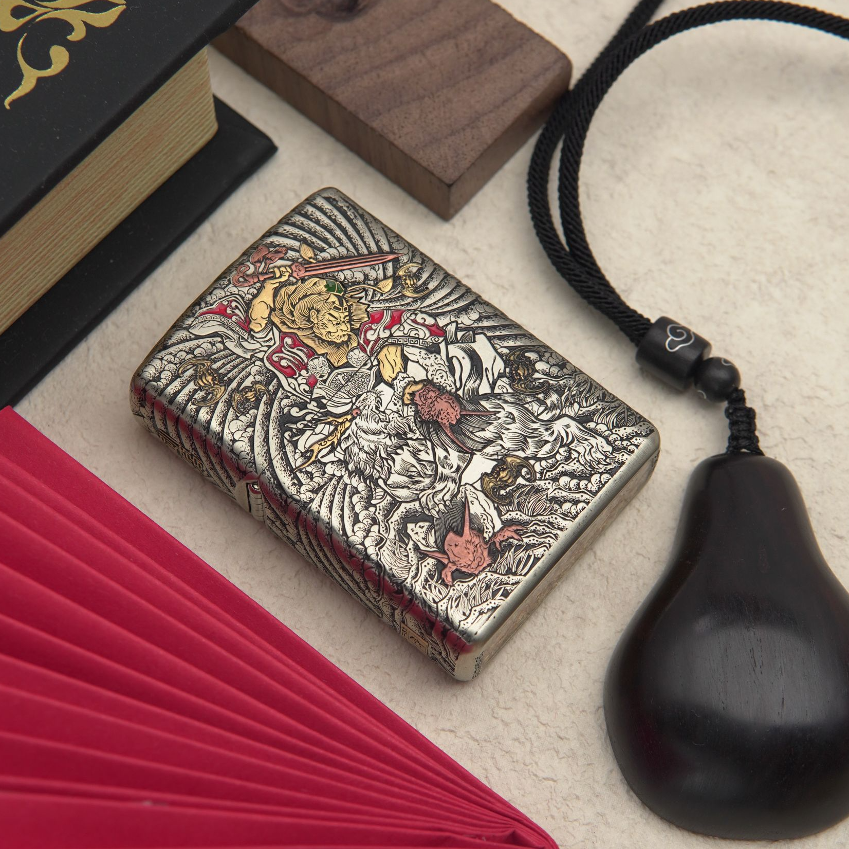 银匠村SILVIL防风打火机《魑魅魍魉》手工套甲 非遗工艺 礼盒套装