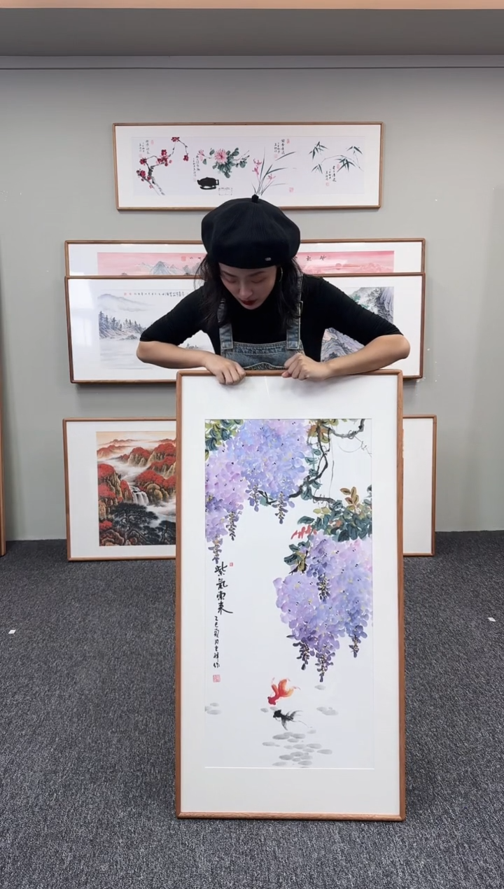 国画紫气东来120*60