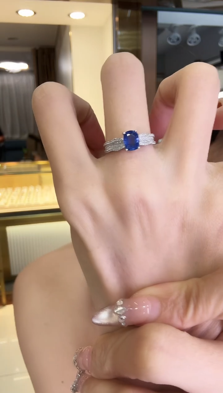 戒指蓝宝石铂Pt950镶嵌1.18ct