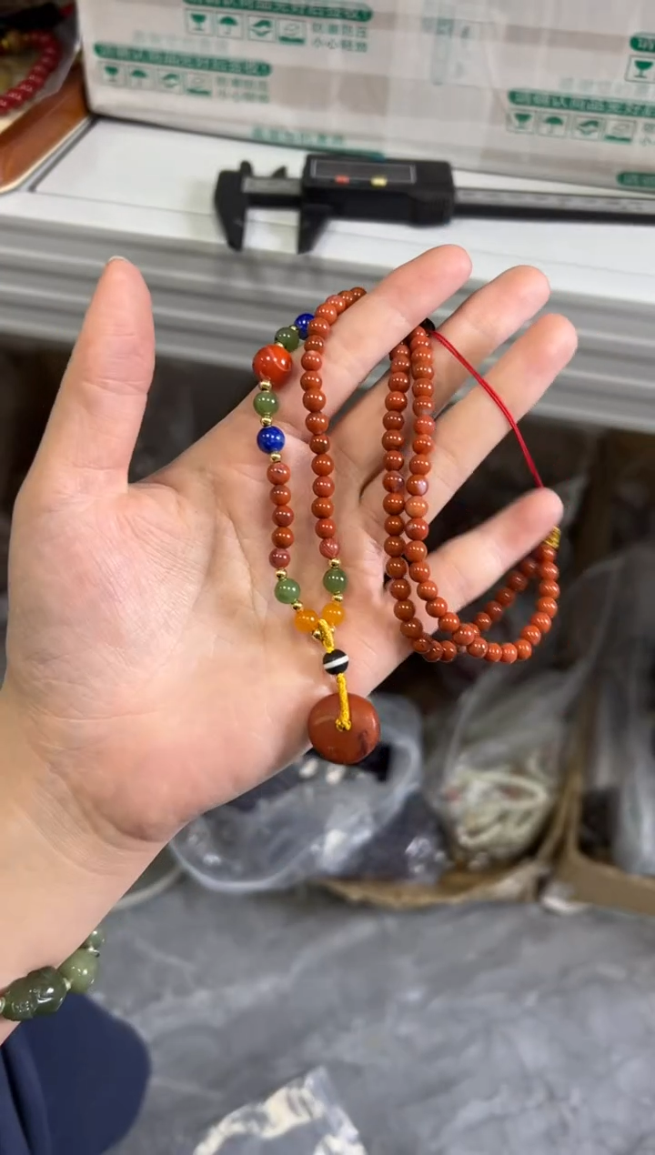 南红玛瑙未镶嵌颈饰南红玛瑙老蜜蜡饼子项链[0309]