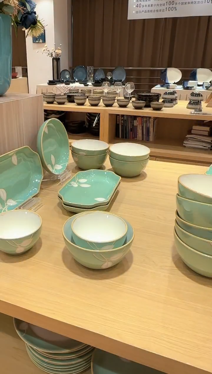 瓷片绿瑾米饭碗10只