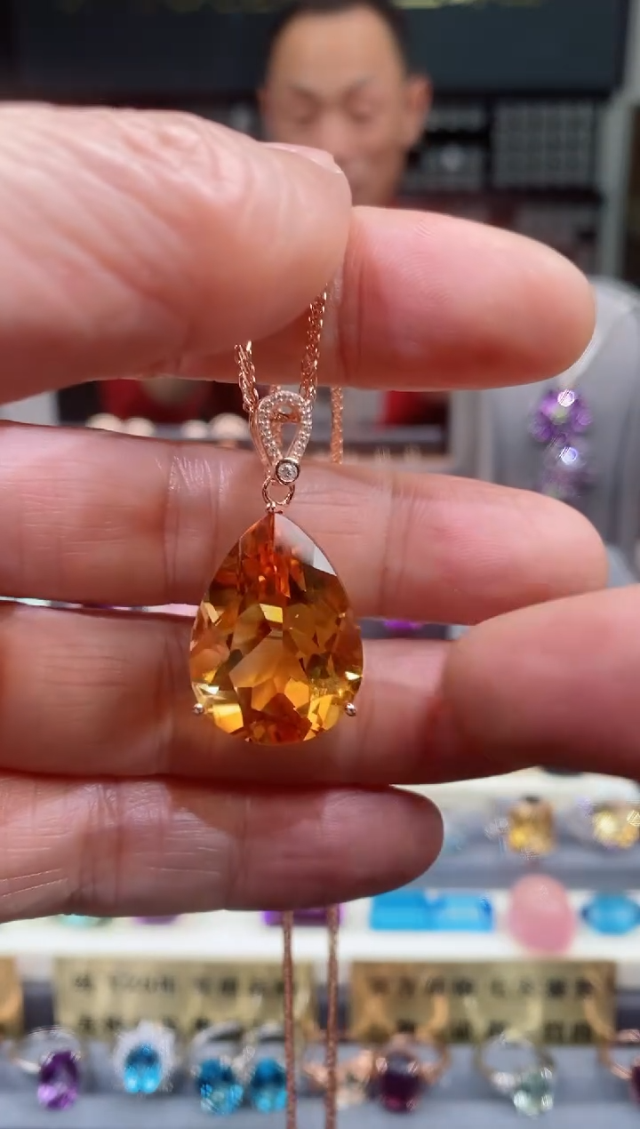 【闪购商品】黄晶吊坠银S925镶嵌黄晶吊坠