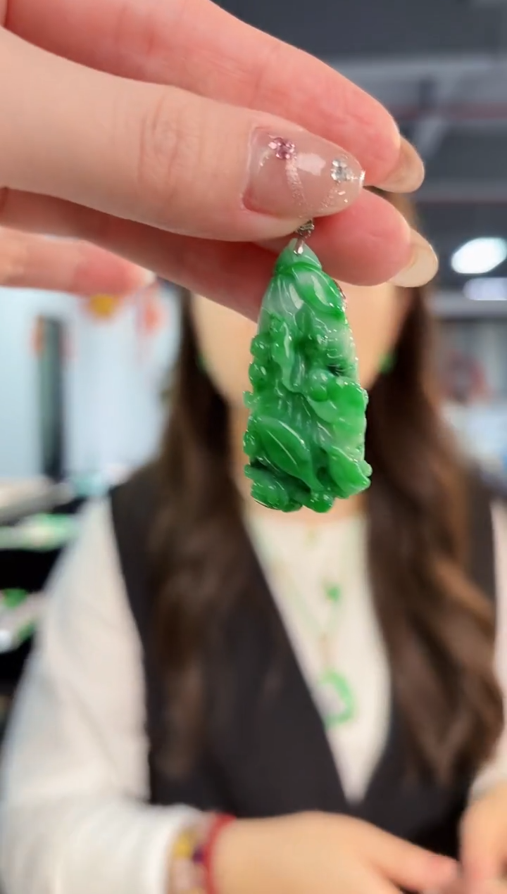 【闪购商品】翡翠颈饰18K金镶嵌缅料A货/支持复检/一件