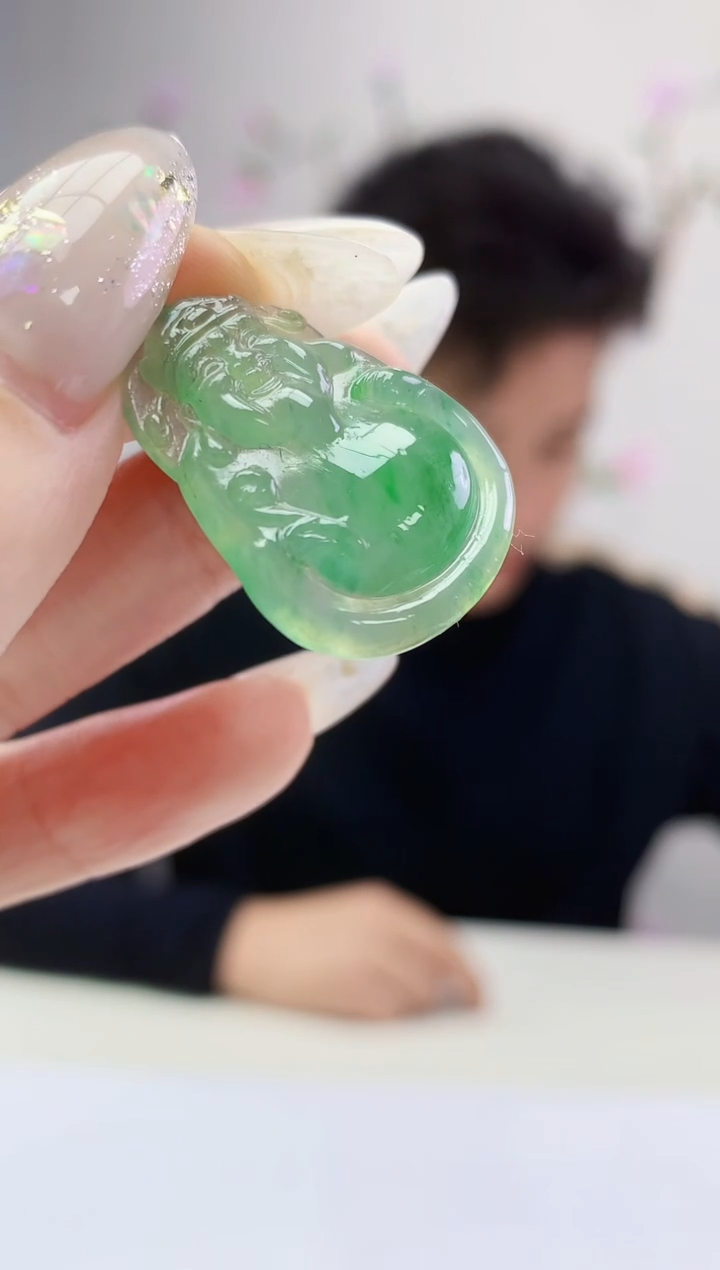 定制翡翠未镶嵌029ee-毛货财神31赠金扣