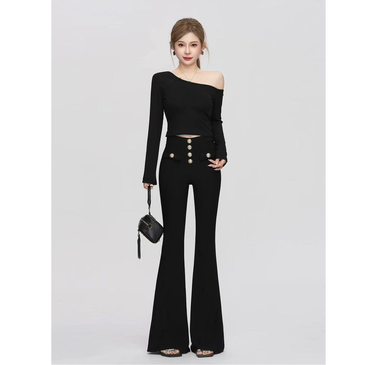 【胖丫家】大码女装春季新款微喇喇叭裤