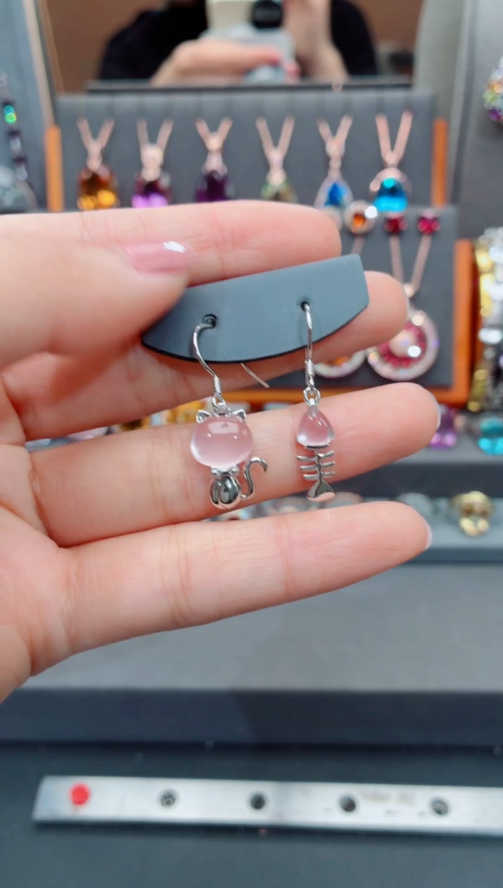 银S925镶嵌耳饰水晶水晶耳饰