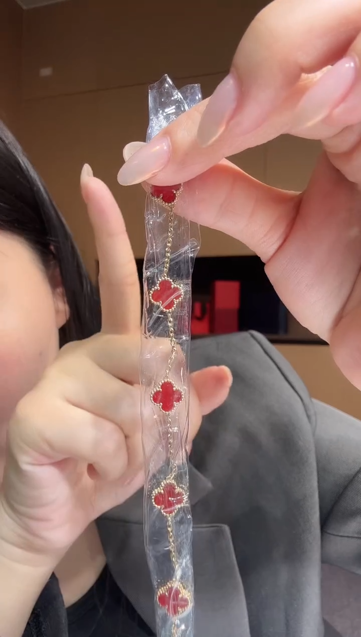 【闪购商品】玛瑙/玉髓手链18K金镶嵌红色k黄，小号五花手链GHJ