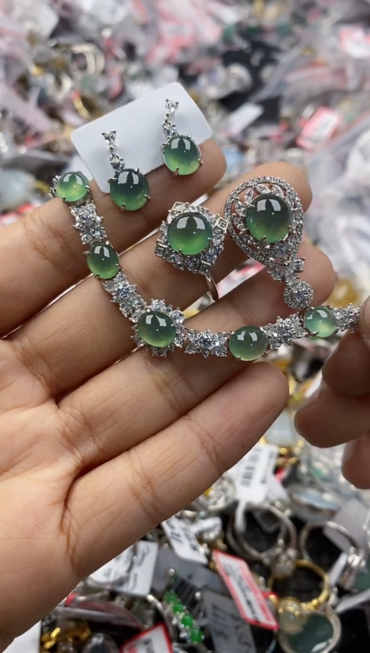 银S925镶嵌戒指翡翠10                 9