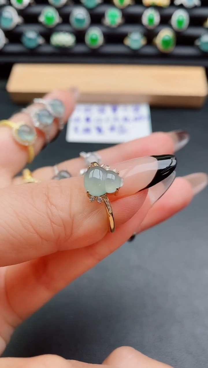 银S925镶嵌戒指翡翠1
