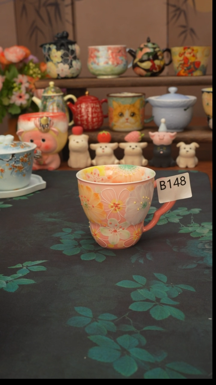 花满蹊  粉色马克杯148