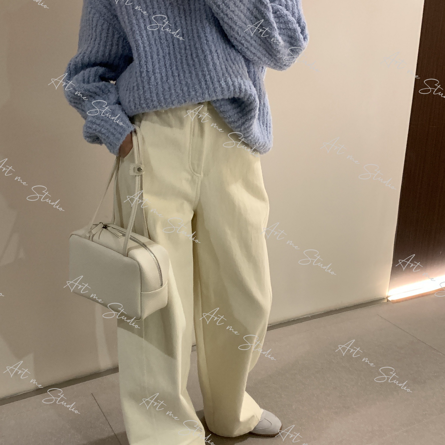 【ART ME】100棉加绒质感弯刀立裁搭配天菜两色休闲裤w1051l2