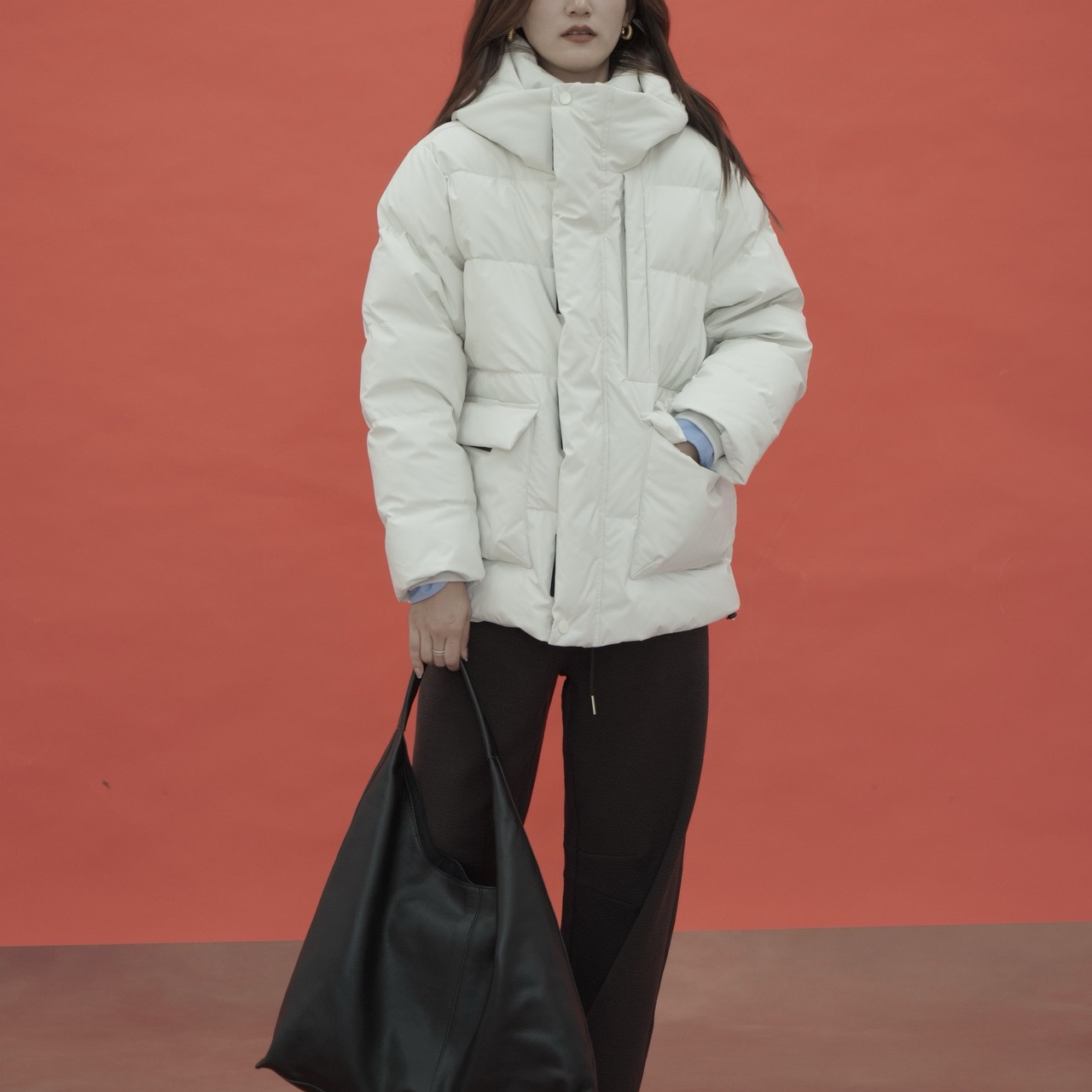 冬季新款韩版休闲宽松户外风百搭连帽加厚鸭绒羽绒服保暖冲锋衣