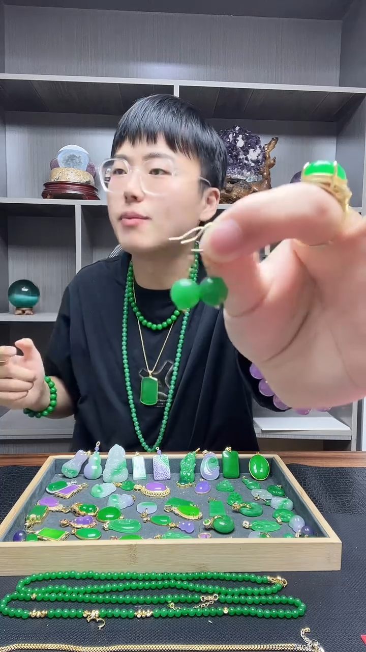 翡翠14K金镶嵌耳饰耳饰