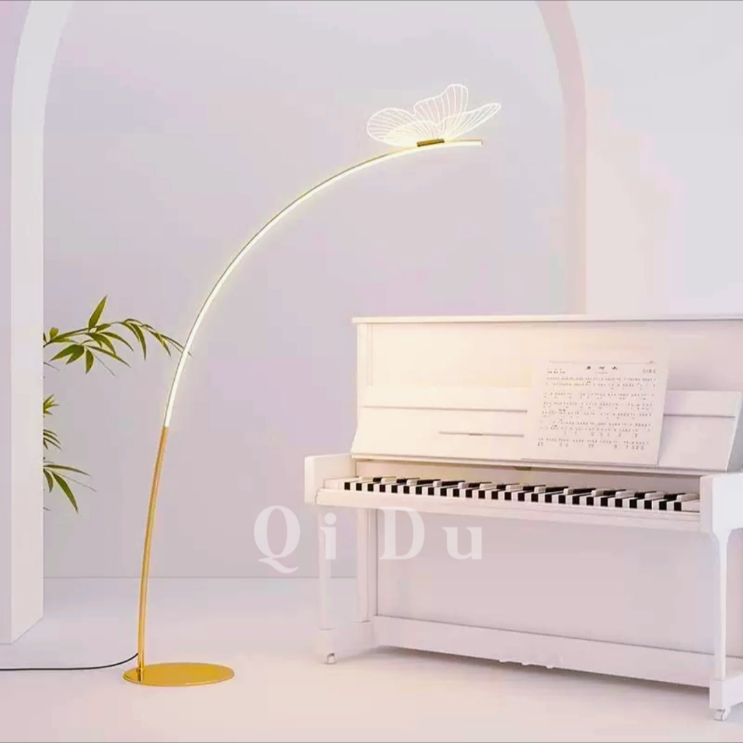 蝴蝶客厅沙发旁氛围高级感轻奢奶油风钓鱼灯落地灯客厅卧室钢琴灯